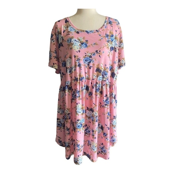 NWOT-JAMBY STYLES-PINK FLORAL DRESS-SIZE 3x - Picture 1 of 7